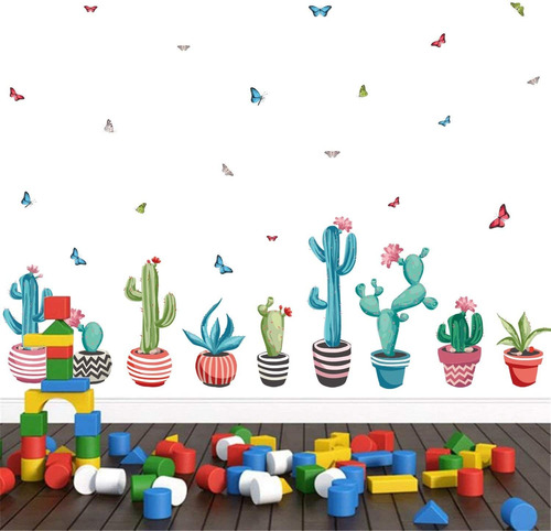 Cactus Wall Sticker Diy Cactus Bonsai Wall Sticker Remo...