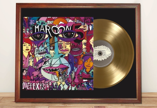 Maroon 5 Overexposed Tapa Lp Firmada Y Disco Oro En Cuadro