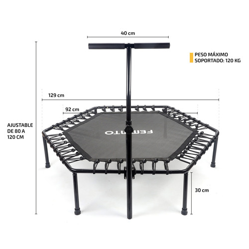 Imagen 3 de 11 de Mini Trampolin Gimnasia Fitness Jumping Minitramp Gym 1 M Color Negro