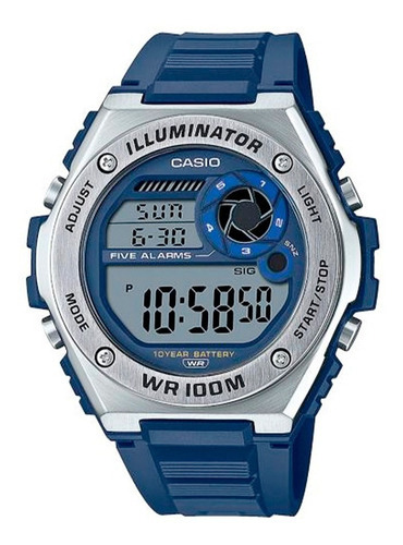 Reloj Casio Mwd-100h-2avdf Hombre 100% Original Color De La Correa Azul Color Del Bisel Plateado Color Del Fondo Azul