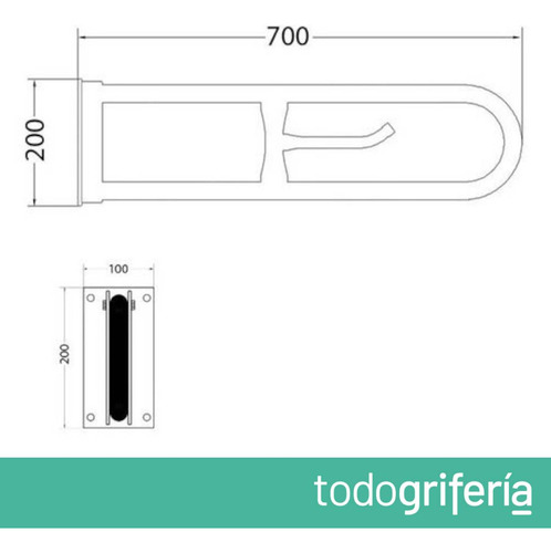 Barral Rebatible Con Portarrollo Acceco Blanco 70cm