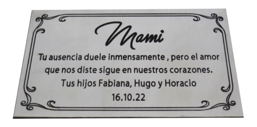 Imagen 1 de 9 de Placa Recordatoria Para Cementerio, Lapidas, 30x20 Aluminio.
