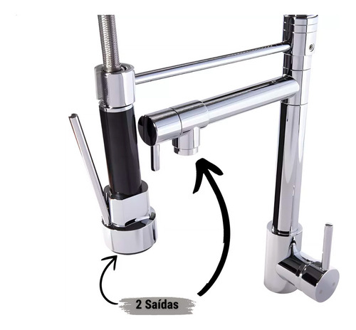 Torneira Monocomando Luxo De Cozinha Gourmet Cromado 70cm Cromando
