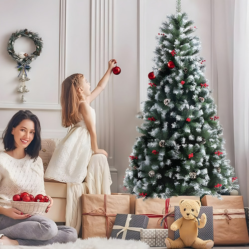 Árbol Navidad Artificial Nevado 2.1m Pino Nevado 1000 Ramas