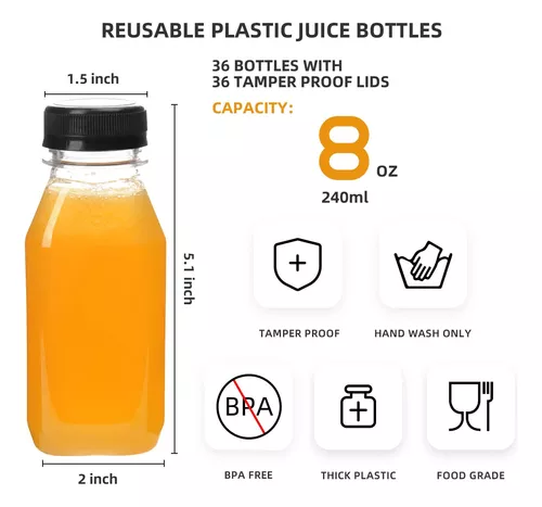  24 botellas de plástico para jugo de 12 onzas con