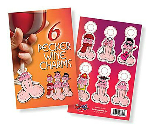 Charms Vino Picardía Despedida Soltera 6 Pcs Rojo