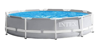 Alberca estructural redonda Intex 26701 con capacidad de 1185 galones de 3.05m de largo x 3.05m de ancho de 10 ft de diámetro gris y azul