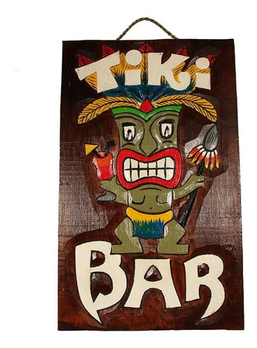 Placa Decorativa Tiki Bar 40cm | Bali Indonésia