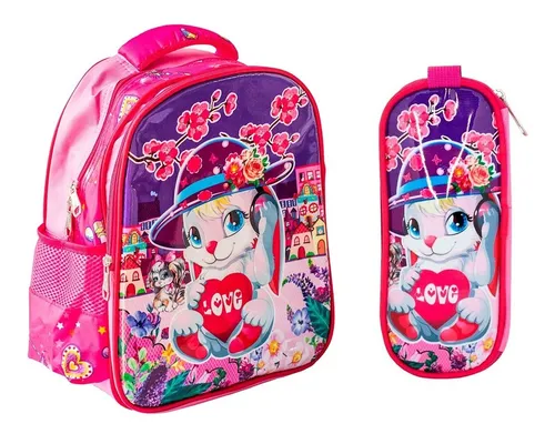 Mochila Escolar Infantil Espalda Niños + Cartuchera