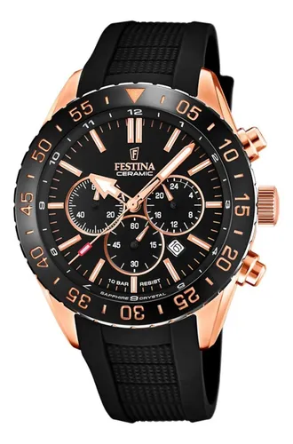 Reloj Festina F16576 Ceramic Crono Acero Y Ceramica Wr100m