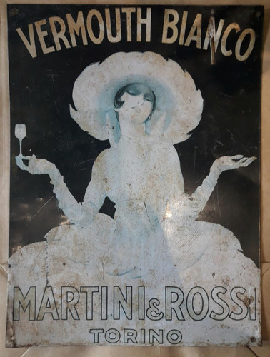 Cartel Impreso Chapa Publicidad Vermouth Bianco Martini Ross