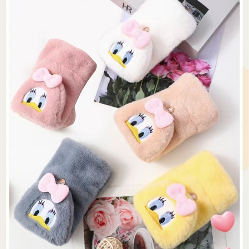Guantes De Medio Dedo Para Mujer, Con Forro Polar De Inviern