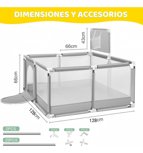 Corral Seguridad Bebes Con Aro De Basket Color Gris Vida