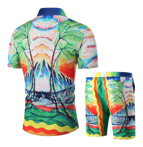 Conjunto Camisa Hawaiana Para Hombre Estampado Floral 2