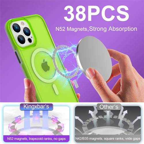 Imagen 7 de 10 de Funda Case Neon Fosforecente Retro Color Para iPhone Magsafe