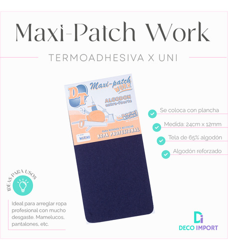 Maxi-patch Work Termoadhesivo Reforzado Marca Dt  27122 Xuni
