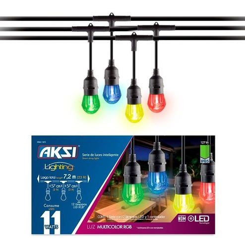 Imagen 4 de 6 de Serie De Luces Inteligente 7m Guirnalda Rgb Con 12 Focos Led