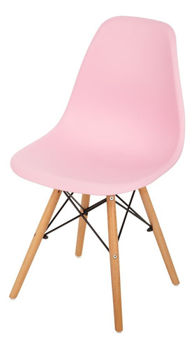 Cadeira De Escritório Eames Com Pés De Madeira Anima Rosa