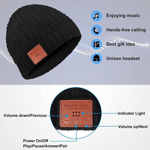 Apicey Gorro Unisex Con Bluetooth V5.0, Relleno De Calcetine