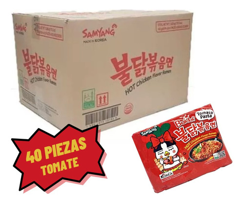 Caja Ramen Tomate Jitomate Buldak Samyang 40pz No Surtida