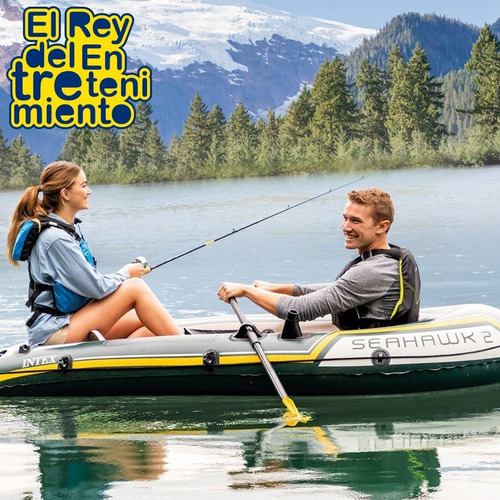 Imagen 6 de 8 de Bote Intex Gomón Inflable 2 Personas Remo Inflador - El Rey