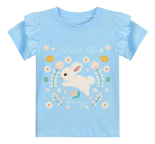 Camiseta De Conejo De Pascua Para Niñas Pequeñas, Camisas.