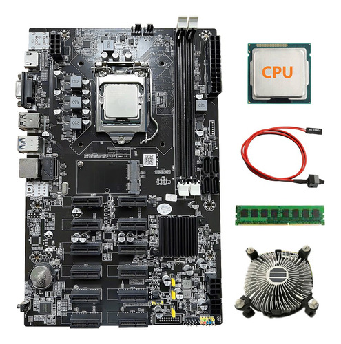 Placa Base Para Minería B75 Btc De 12 Pcie+cpu+ventilador De