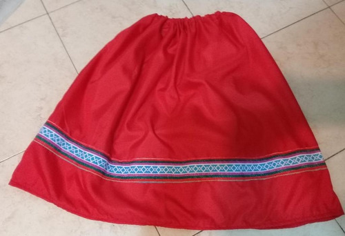 Pollera Rojo Coya Carnavalito Disfraz 50 Cms