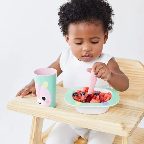 Kit Talheres Infantil Garfo e Colher Alimentação Para Bebê +6 Meses Inox  Zoo Unicórnio Skip Hop - Baby&Kids