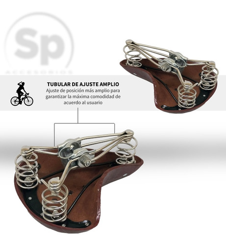 Asiento Para Bicicleta De Paseo Vaqueta Con Resorte Remaches