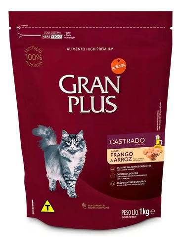Ração Seca Gran Plus Gato Castrado Frango Arroz 1kg