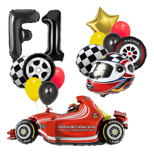 Globos Carreras Autos Cumpleaños Decoracion Carros F1 Casco