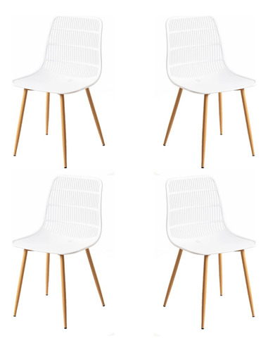 Silla Eames Alaska Boxbit Patas Metal Simil Madera X4