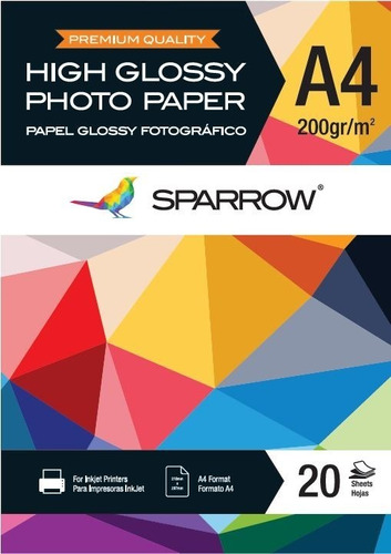 2 Unidades Papel Fotografico Brillante 200g A4 X 20 Hojas