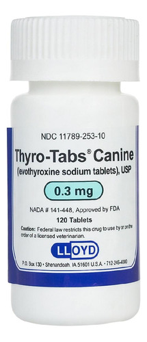 Thyrotabs Hipotiroidismo Perros 0,3mg X 120 Tabletas