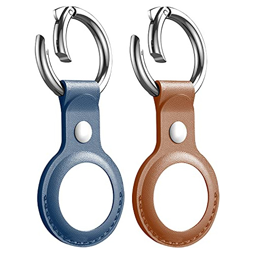 2 Pack Anti Perdido Funda De Cuero Airtag Airtag Llaver...