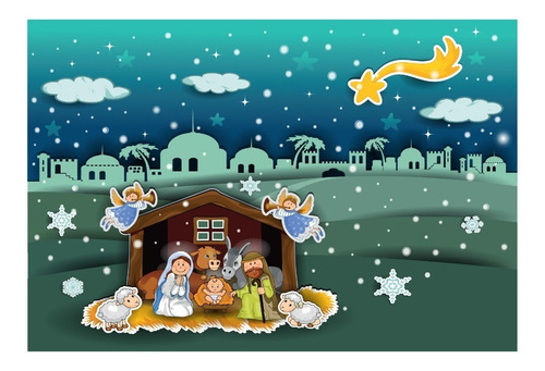 Placa Decorativa Natal Presépio Para Crianças 30x40cm