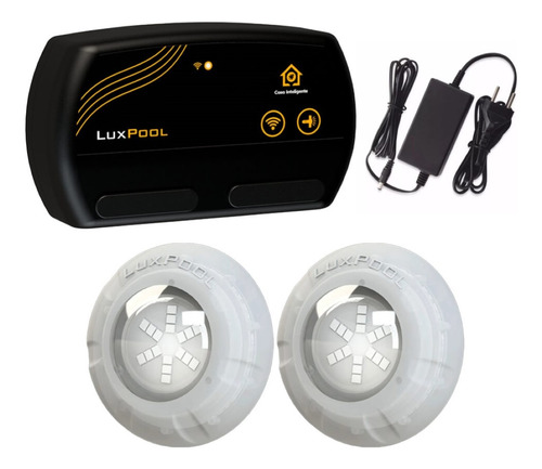 Kit 2x Led Rgb 9w Abs Piscina + Comando Wifi Alexa Luxpool