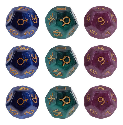 Pacote De Dados De Astrologia De 9 Peças Pérola De 12