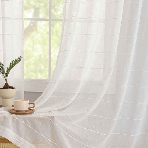 Cortinas Bohemias Blancas De 63 Pulgadas De Largo Para Sala.