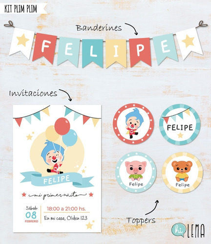 Kit Imprimible Plim Plim Deco + Candy Bar