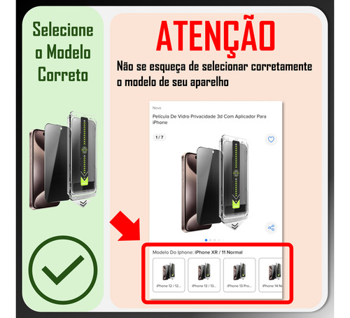 Película Vidro Privacidade 3d Com Aplicador P/ iPhone Todos