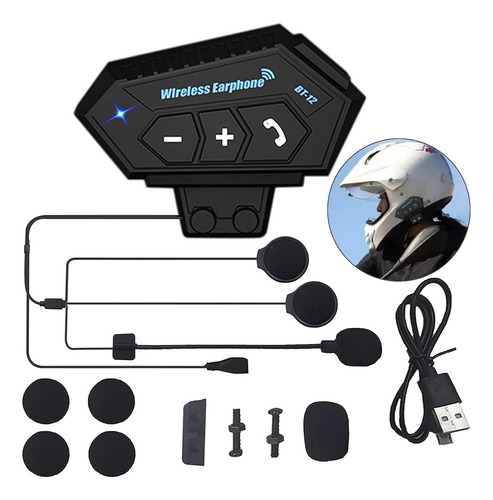 Y Auricular Bluetooth 5.0 Para Motocicleta Con Micrófono