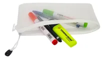 Comprar Kit 4 Estojos Transparentes Nylon Organizador Escolar Bolsa