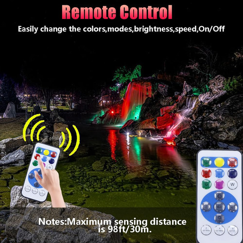 Luces Sumergibles Rgb Estanques,12 Súper Brillantes Lu...