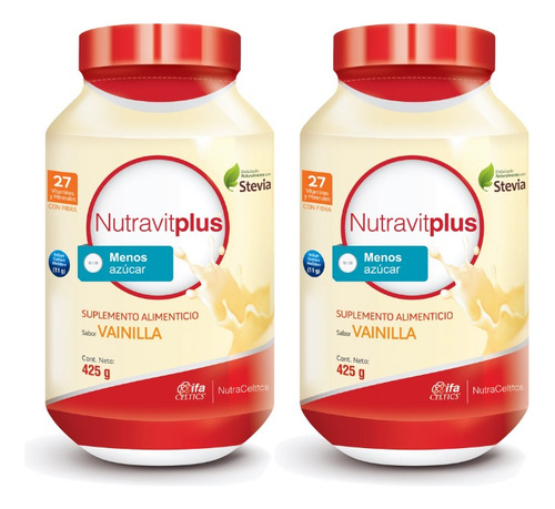 Pack Nutravitplus Sabor Vainilla Endulzado Con Stevia 425g