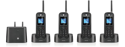Telefone Sem Fio Motorola Dect 6.0 Longo Alcance 4 Monofones Cor Preto