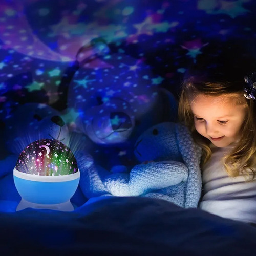 Lámpara Proyector Estrellas Luz Led Giratoria Bebe Niños