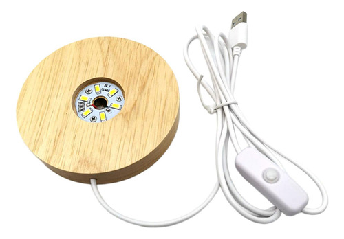 Lámpara De Con Base De Madera Led Con Puerto Luz 100mm_warm