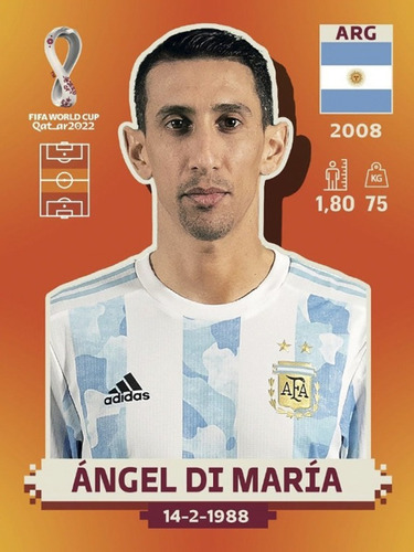 Figurita Mundial Qatar 2022 Panini # Arg10 - Ángel Di María